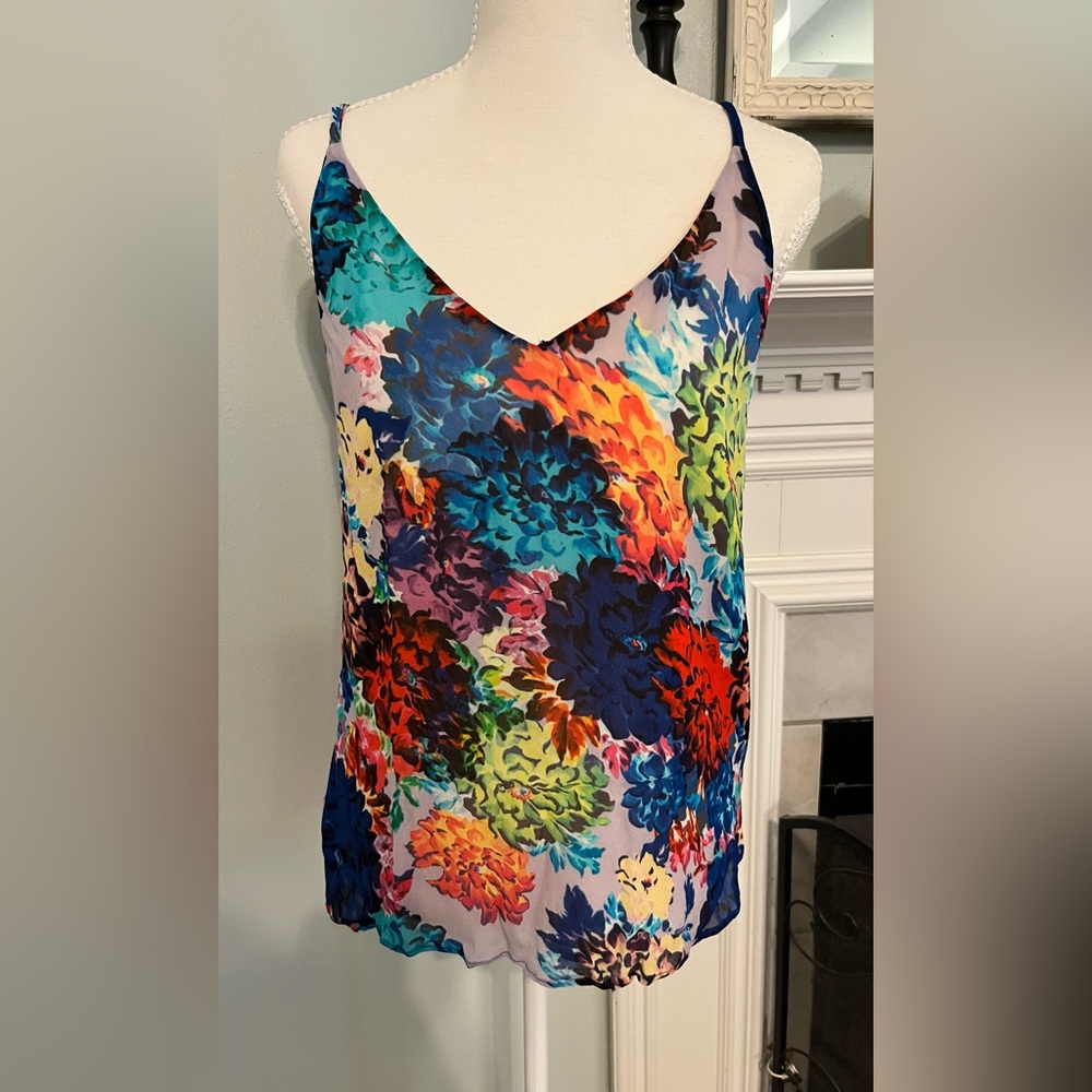 Lavender Brown Multicolor Spring/Summer Floral Top